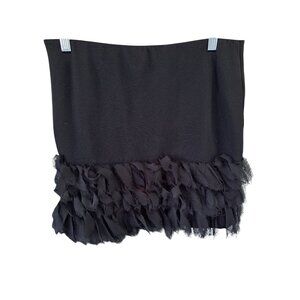 Ann Taylor Black Tiered Ruffle Fringe Mini Skirt Size 6 Women's  Academia Goth
